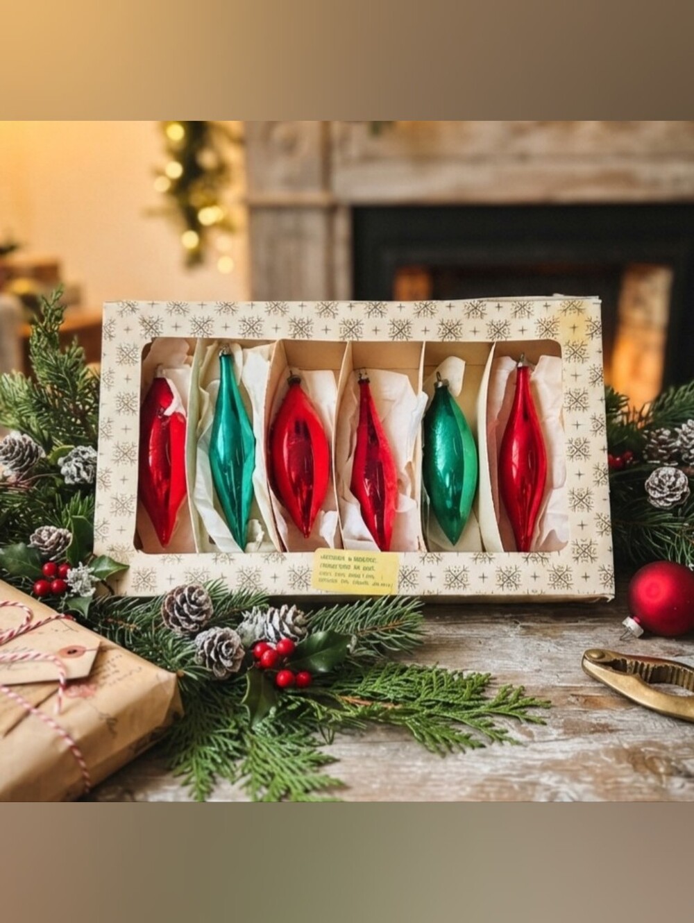 Vintage Teardrop Christmas Ornaments